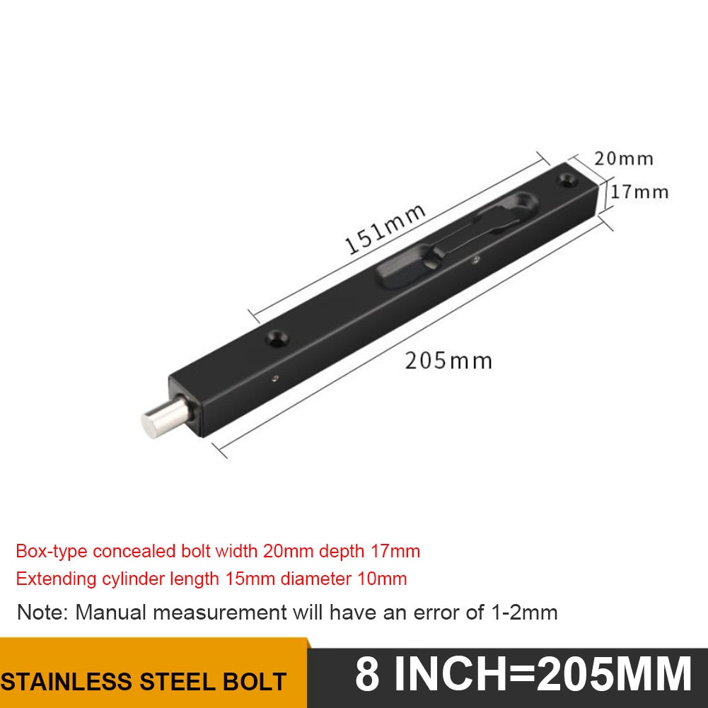 6/8/10Inch Wooden Door Flush Bolt Stainless Steel Door Hardware Locks Security Devices Household Door Accessories Universal