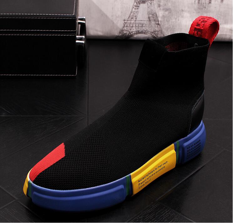 summer men's high tops Knitted socks shoes hip hop trend men's Casual Shoes Men's Sneakers increased high Ankle boot