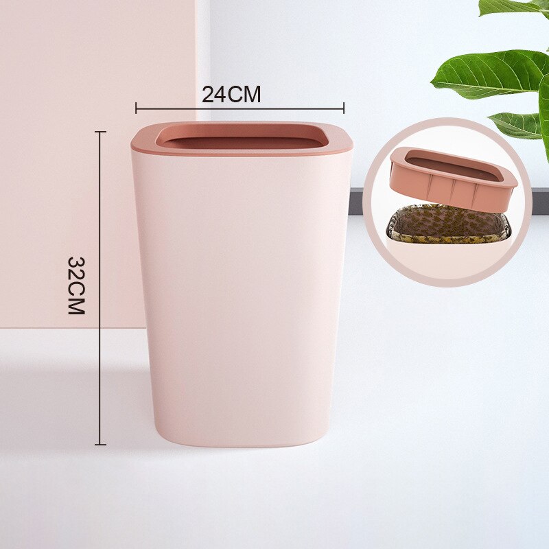 15L Nordic Plastic Vuilnisbak Garbage Dust Bin Opslag Emmer Papiermand Home Office Afvalbak Zonder Deksel Prullenbak: 3