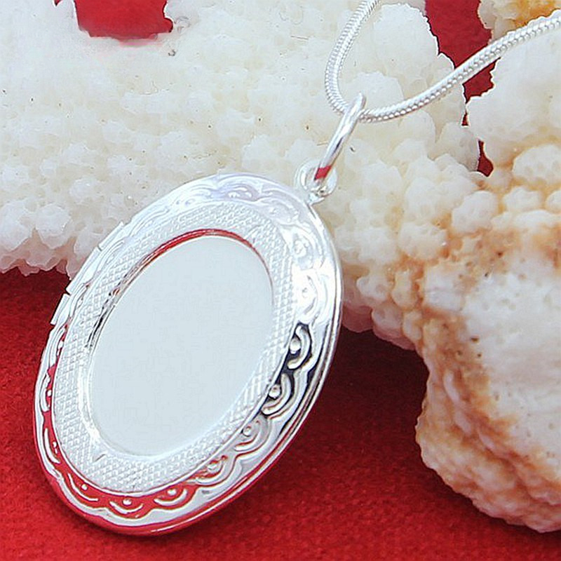Zilveren ketting 925 zilveren sieraden ronde foto medaillon hanger ketting bedels kettingen slangenketting N313