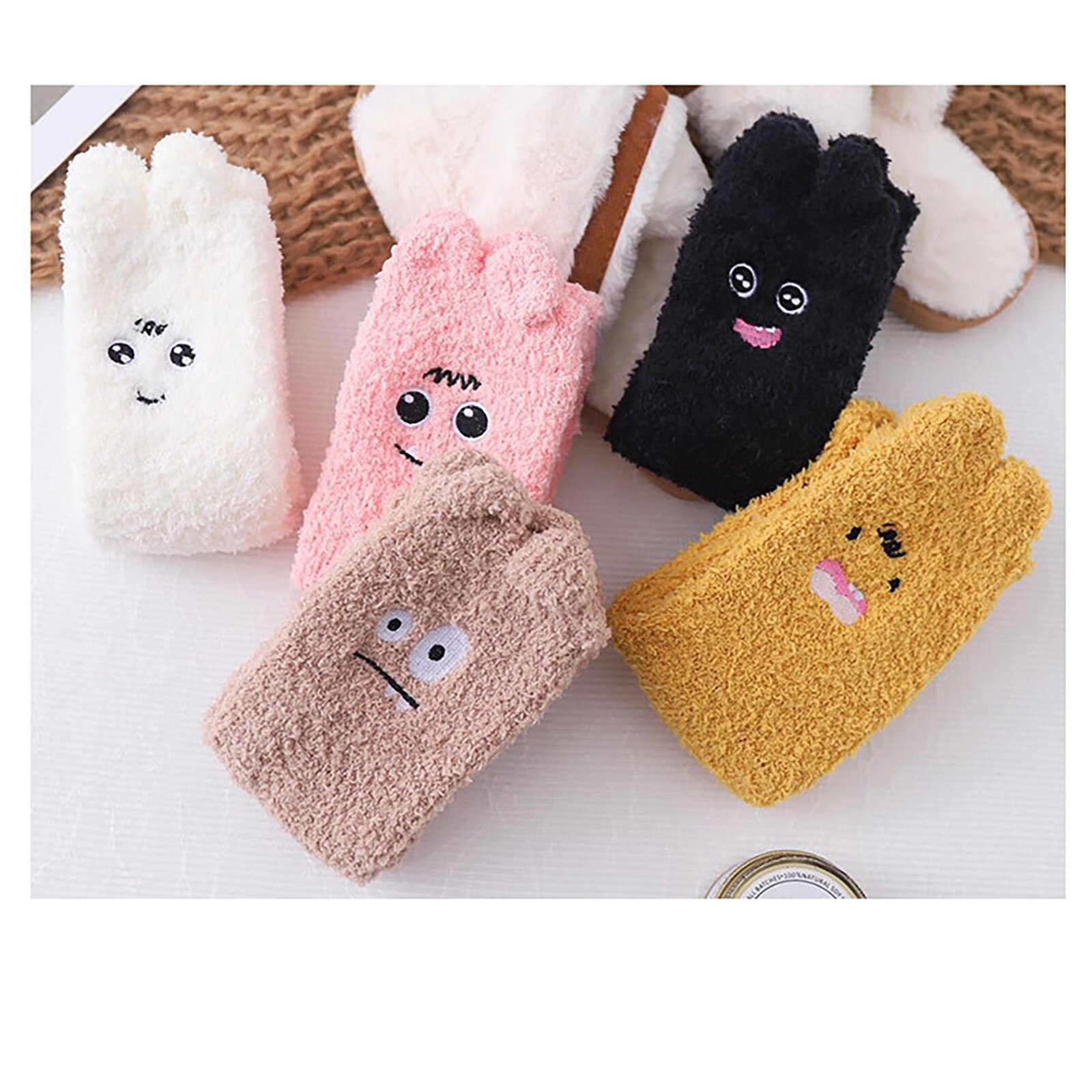 Chaussettes en molleton pour femmes, mignonnes, épaisses, chaudes, pour dormir au sol, pour la maison, c50