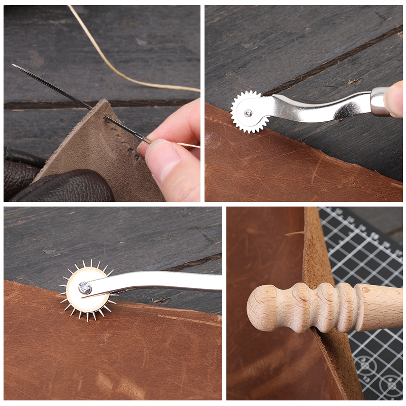 LMDZ DIY Leather Craft Tools Kit With Punch Tools Set Sewing Needles Waxed Thread Steel Ruler Leather Sewing Tool Accessories