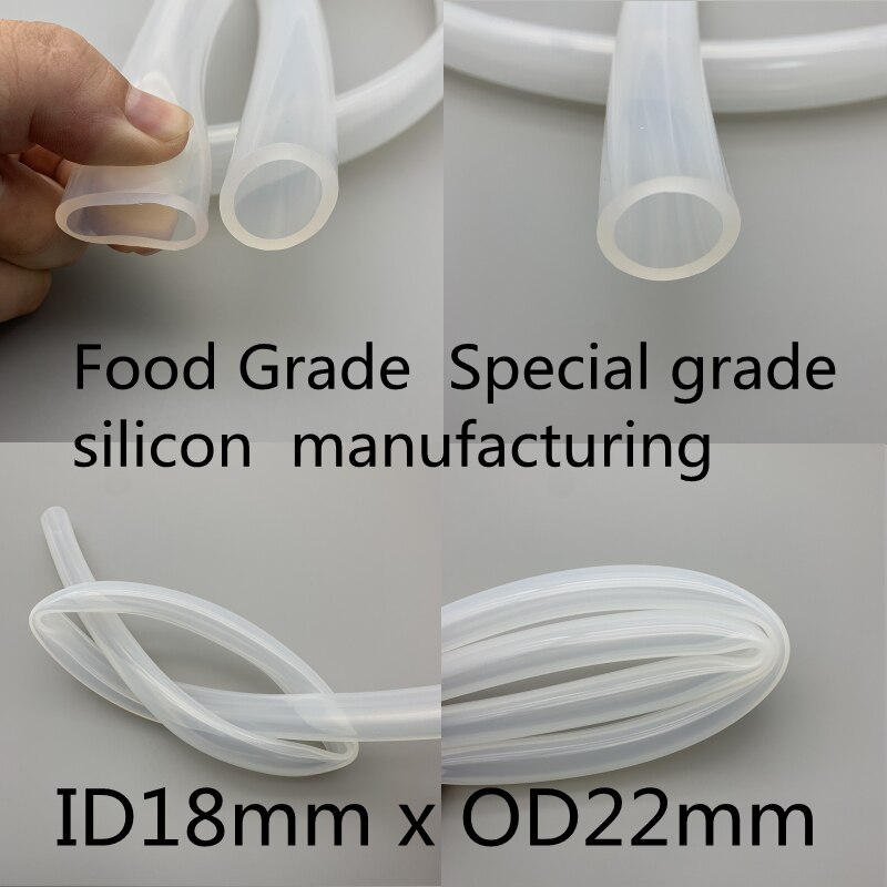 18x22 Silicone Tubing ID 18mm OD 22mm Food Grade Flexible Drink Tubing Pipe Temperature Resistance Nontoxic Transparent