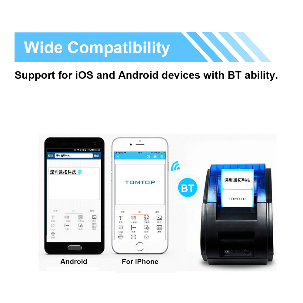 Barcode Printer Hoge Bt Printer Qr Code Sticker Barcode Thermische Lijm Kleding Label Printer 58 Mm Label Afdrukken