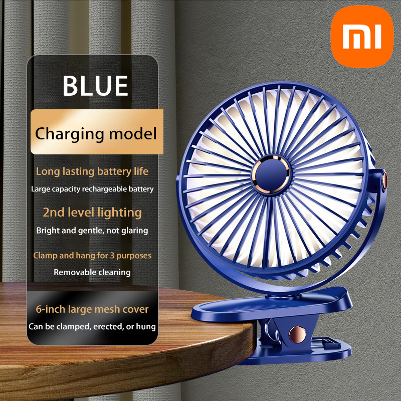 Xiaomi 8000mAh ventilateur à clipser 5 vitesses silencieux Rechargeable bureau Portable circulateur d'air ventilateur sans fil avec lumière LED pour le Camping: green