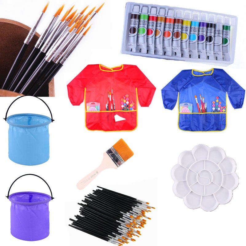DIY Drawing Art Painted Acrylic Paint Accessories Tools Brush Palette Draw Clothes Set For Kindergarten