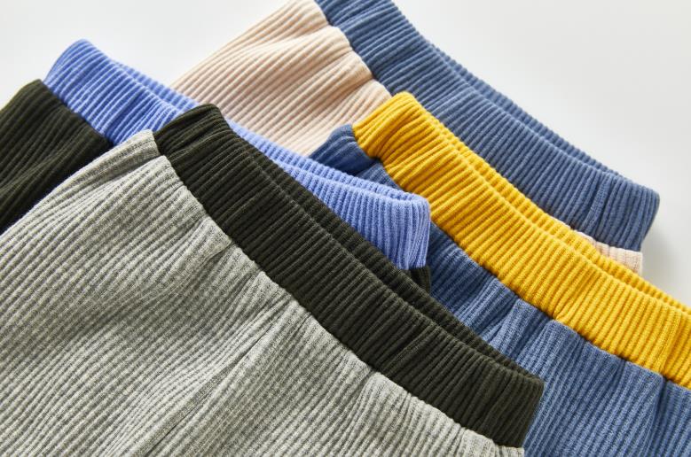 Outono inverno bonito do bebê meninos e meninas leggings de algodão calças infantis cor sólida algodão com nervuras longas calças magras primavera