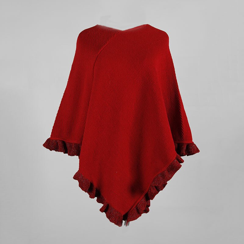 Mantel sjaal trui gebreide truien dames casual streetwear mantel sjaal opgerolde kraag gerimpelde zoom dames trui dames: Bordeauxrood