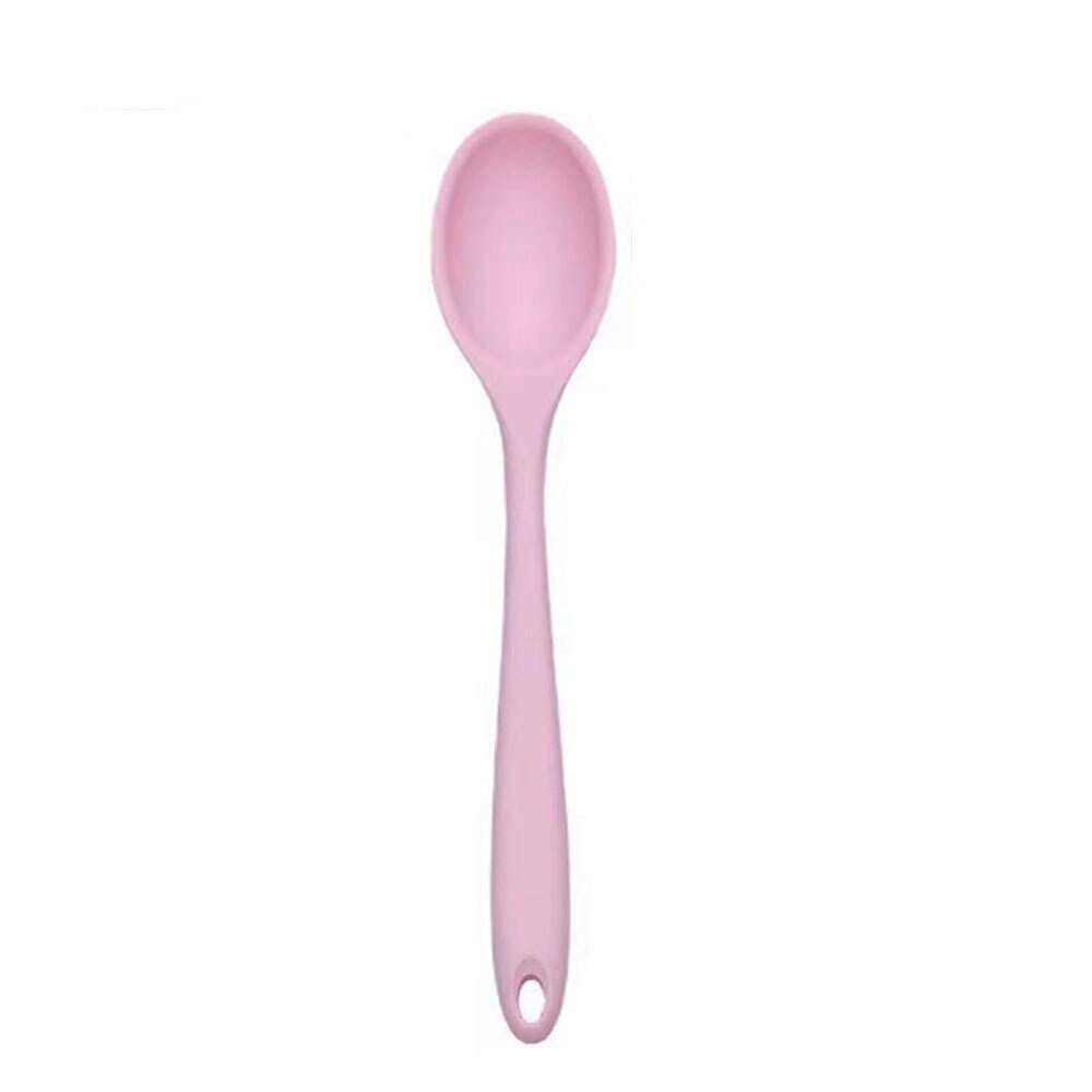 Mini Silicone Tableware Silicone Kitchenware Cooking Spoon Spatula Small Spoon Small Dense More Seasoned Soup: Pink