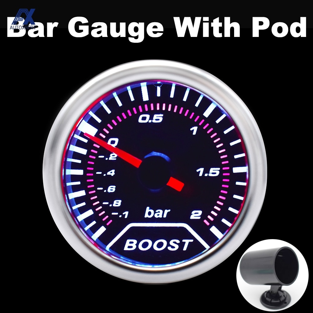 52Mm 2 "Boost Bar Gauge Digitale Verlichte Rode Naald Wit Backlight Led Met Enkele Mount Pod Voor Auto truck Suv Van Turbo