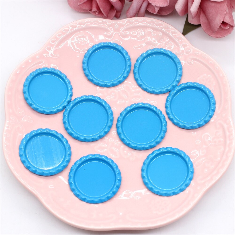 KSCRAFT Bottle Crown Caps 20 Flattened Bottle Caps With 20pcs Glitter Epoxy Dot Stickers For Crafting Bows Pendant: Blue