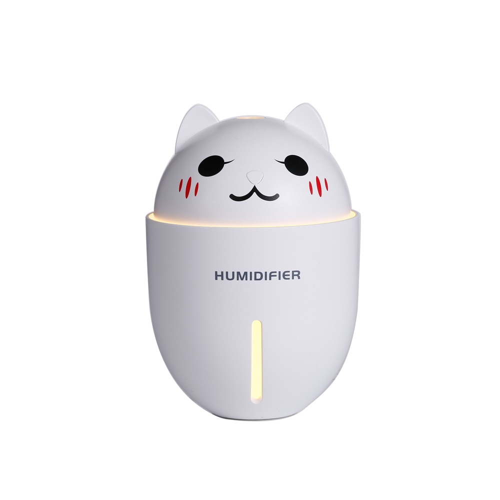 3 i 1 320ml usb luftfukter ultralyd kul-tåke bedårende kjæledyr mini luftfukter med ledet lys mini usb vifte: Hvit