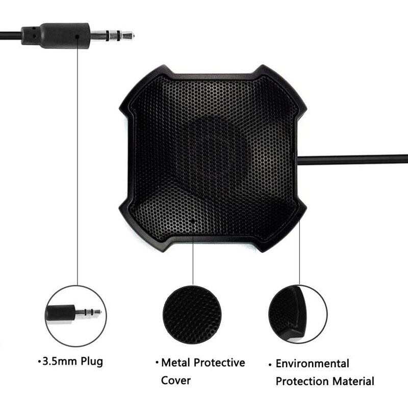 Conference Microphone 3.5mm Plug Desktop Omnidirectional Stereo Mic for Teleconferencing Computer