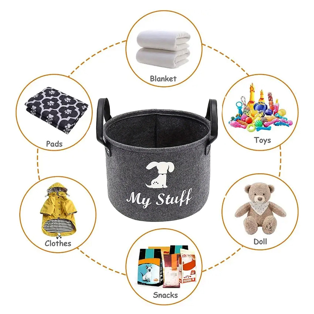Caja de juguetes de fieltro para mascotas, cesta de almacenamiento de juguetes para mascotas, caja de juguetes para perros, cesta de almacenamiento especial para organizar suministros para mascotas, manta, caja de almacenamiento para mascotas