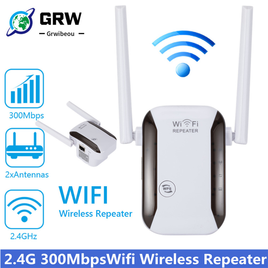 GRWIBEOU Drahtlose WiFi Verstärker Router 2,4G 300Mbps Netzwerk Signal Verstärker WR229 IIEEE 802,11 b/g/n 2 antenne WiFi Booster Hause