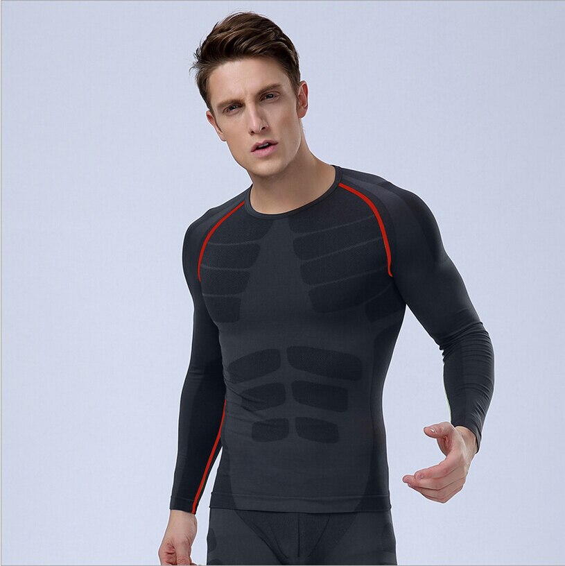 Men's quick-drying sport long sleeve sport pants clothes Long Johns compression Underwear slim corset 1 set=tops + pants