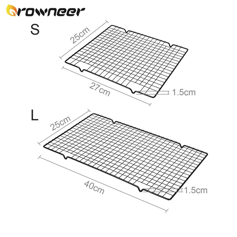 2 Sizes Thicking Narrow Grid Cooling Shelf Multipurpose NonStick Cake Rack Carbon Steel Net Tray Black Cookie Biscuit Pie Holder