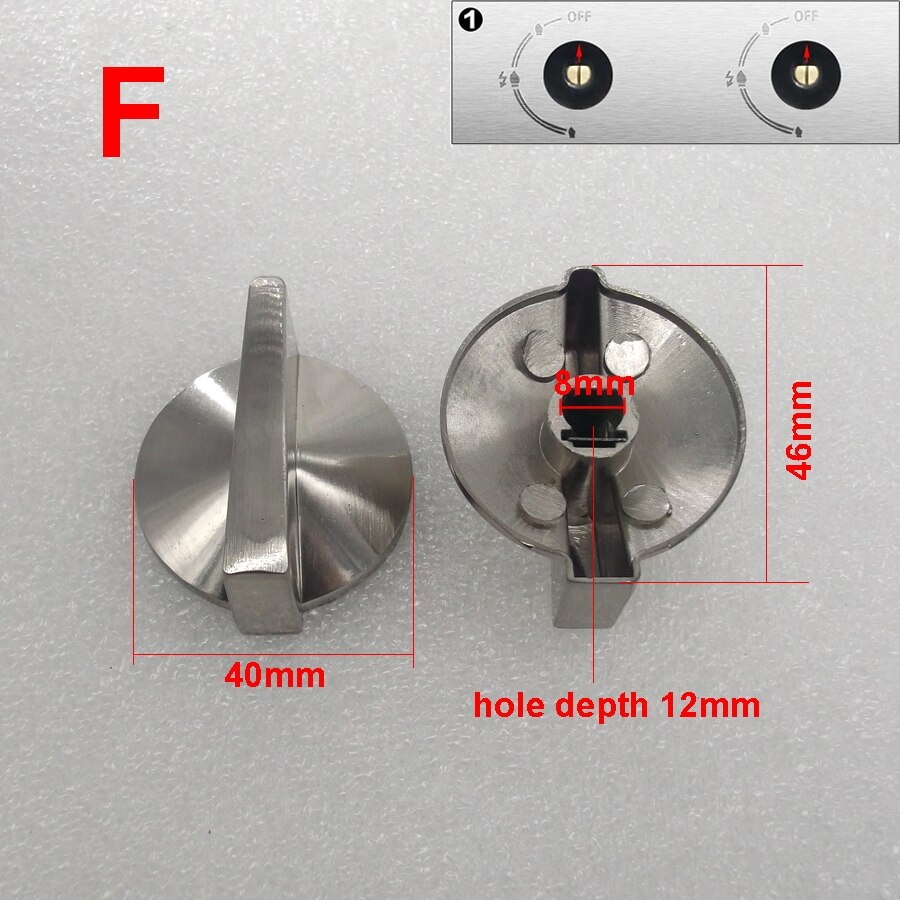 Bouton de poêle intégré, 2 pièces de 8mm, interrupteur de cuisinière à gaz, accessoires de cuisinière à gaz, bouton en métal: F