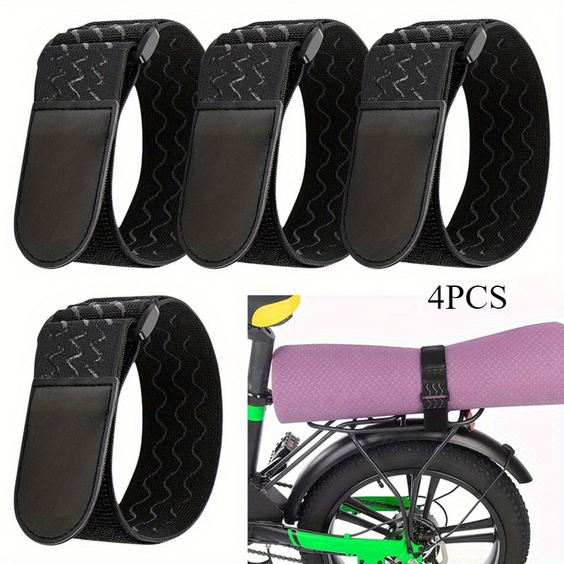 4Pcs Black Heavy Duty Reusable Loop Cinch Straps Adjustable Fastening Securing Cable Straps Elastic Velcro Straps