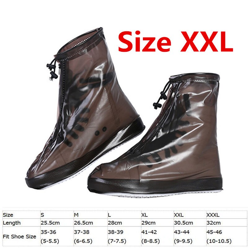 Heels Height Fishing Waders Boots Cover Rain Waterproof Flat Ankle Boots Cover Thicker Non-slip Platform Rain Boots: Coffee-XXL