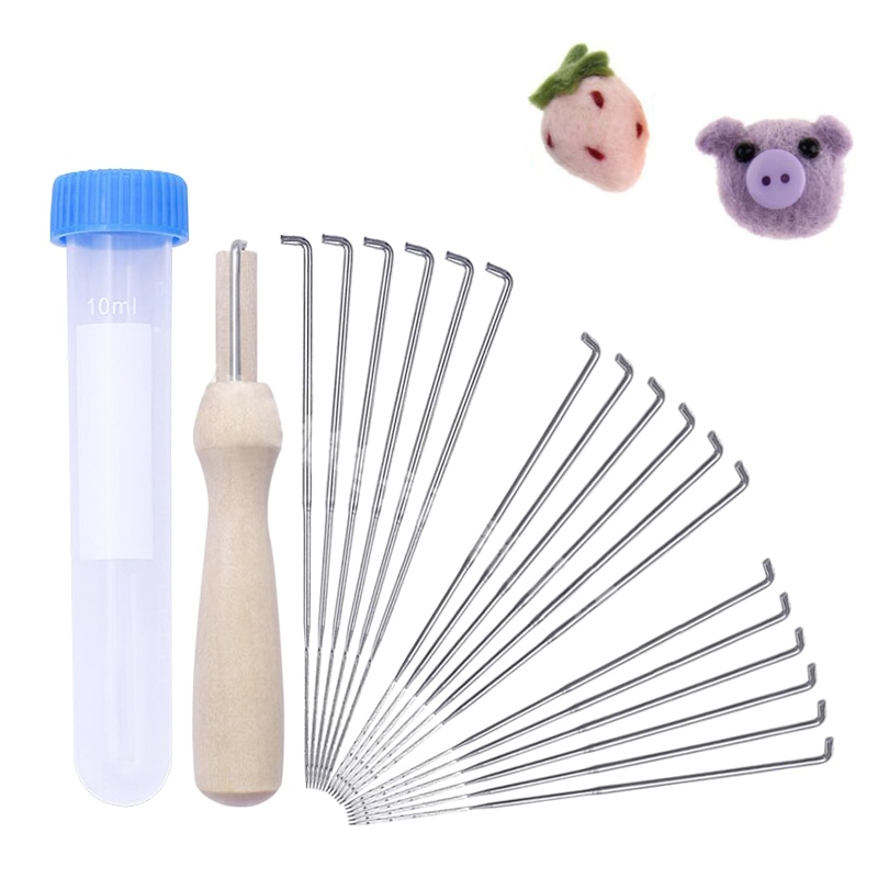 10/18 Uds lana agujas de fieltrar kit para manualidades DIY Artesanato sentía haciendo herramientas Pock pines agujas con mango de madera y botella de plástico
