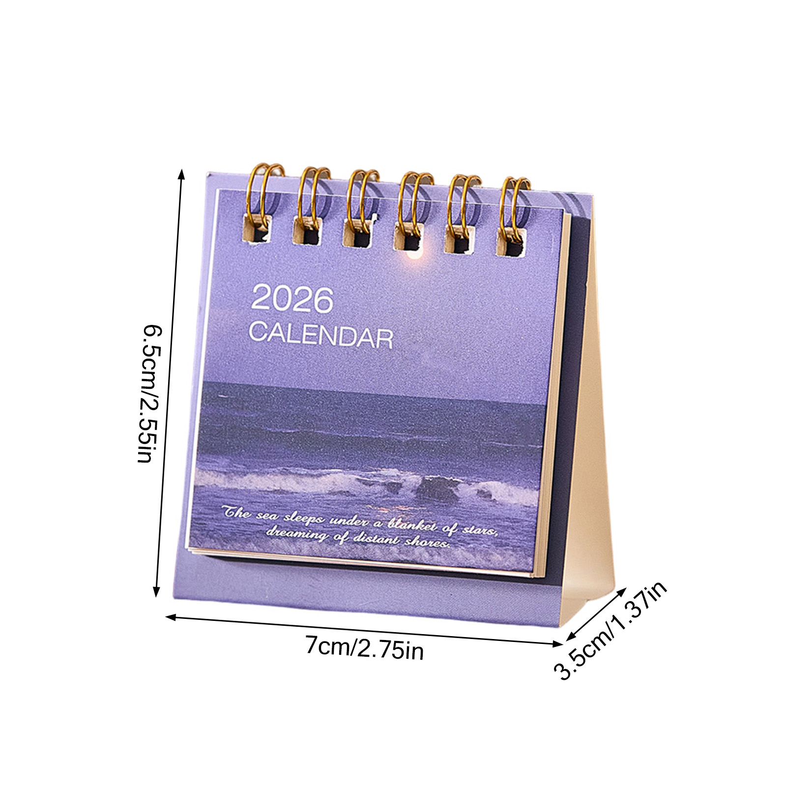 Mini calendario de escritorio 2026, planificador de mesa pequeño y bonito, decoración de escritorio para el hogar y la Oficina, organizador de horario portátil, de Año: Morado
