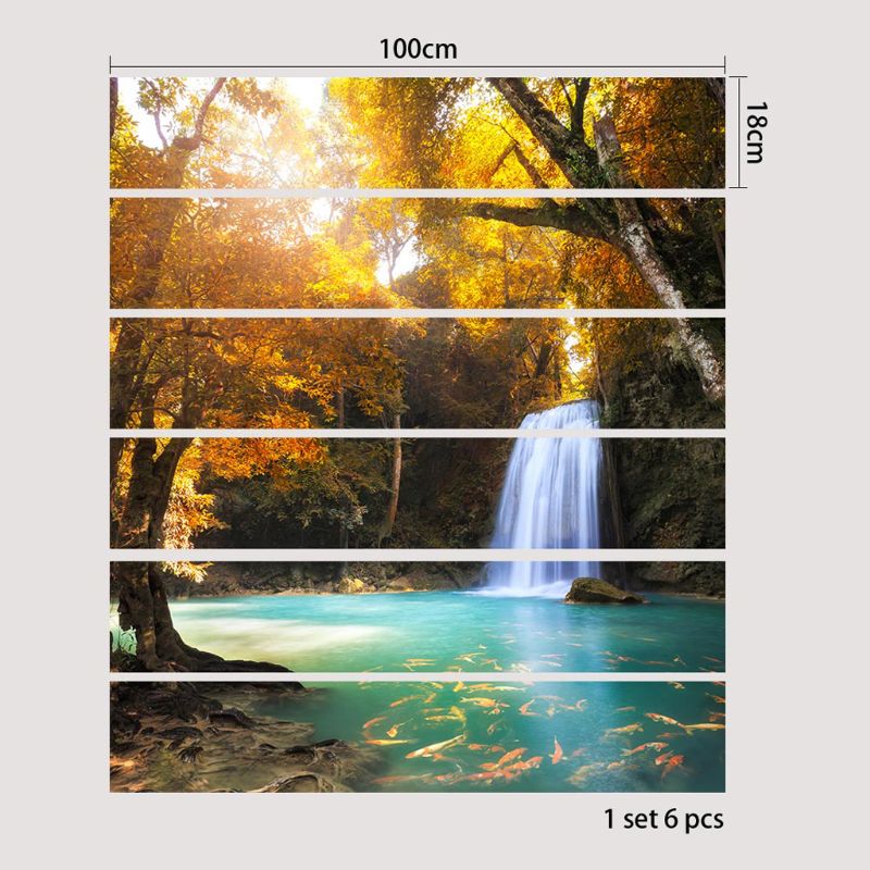 6 unids/set 3D paisaje de cascada escalera elevadora pegatina de suelo autoadhesiva DIY escalera impermeable Etiqueta de pared de PVC