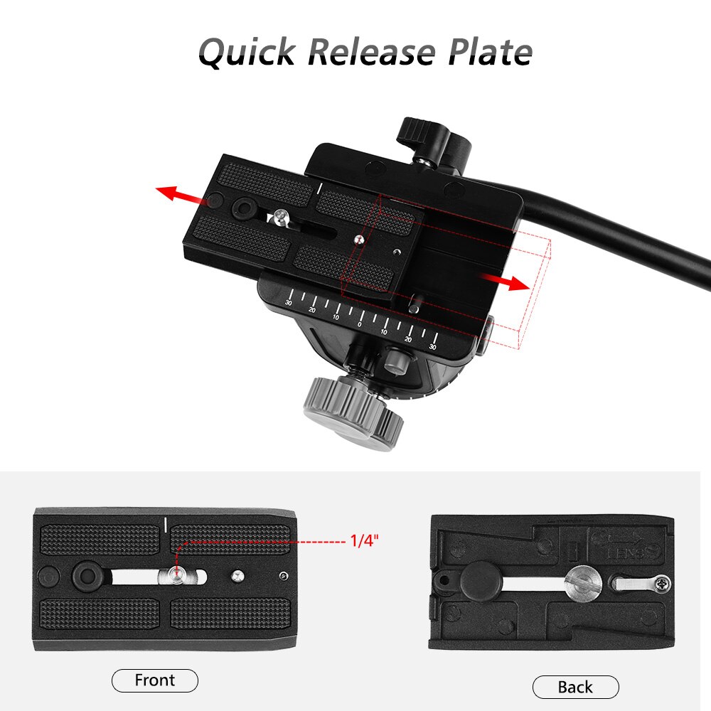 KINGJOY Camera Fluid Drag Head Hydraulic Head Tripod Damping Ball Ballhead with Quick Release Plate Hand Grip for Camera