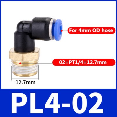 Pl albue 50 stk lot 4-m5 6-m5 lufttilslutning pneumatisk fitting hurtig fittings 1/8 &quot; 1/4 &quot; 3/8 &quot; 1/2 &quot; hantråd skubbes ind: 4-02