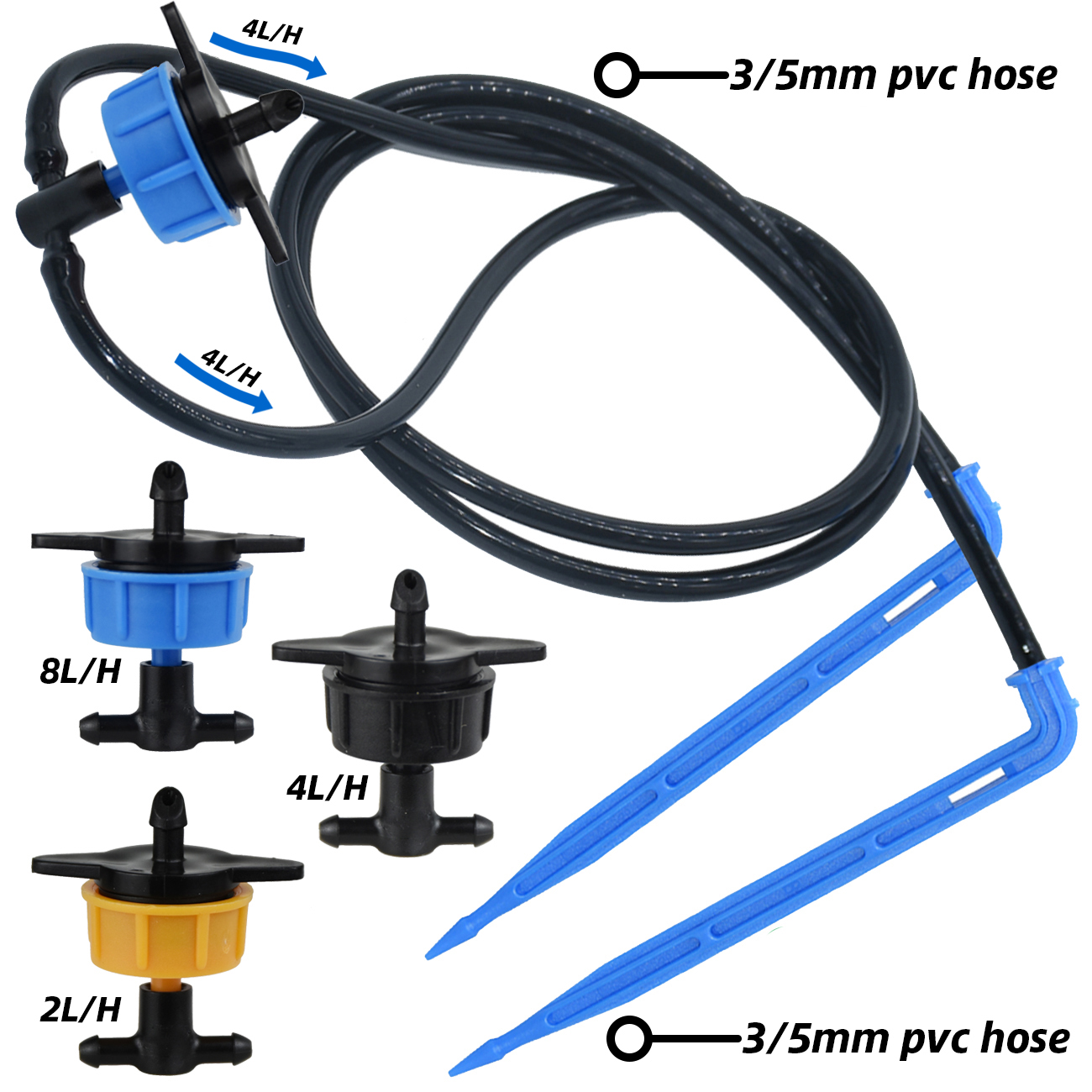 KESLA 10-100M 4Way 2Way 8L Drip Irrigation Kit Transmitter 3/5mm Hose Watering System Dripper Sprinkler Pot Planting Greenhouse