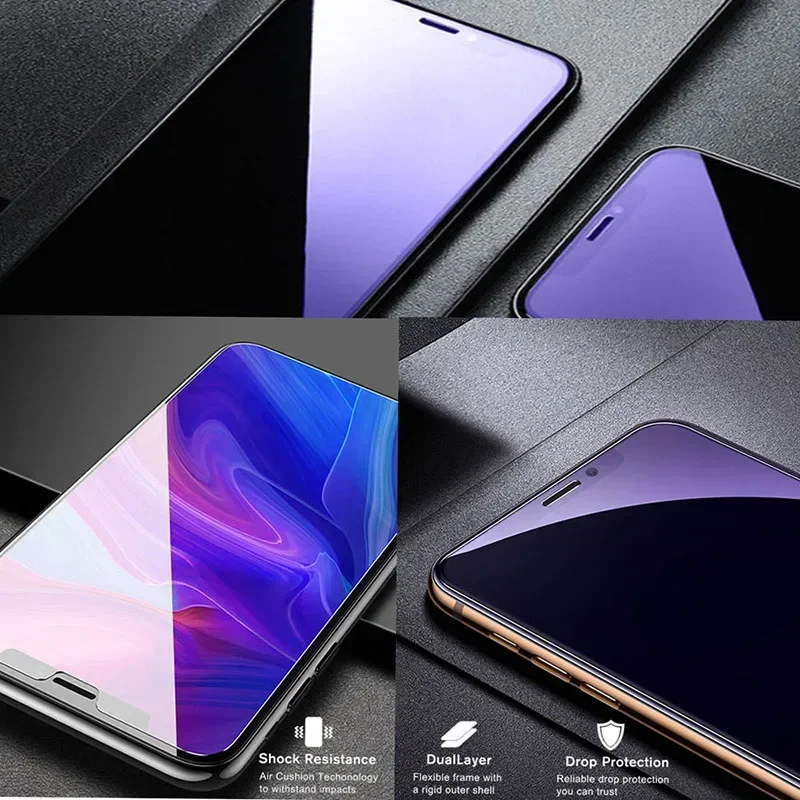 Anti Blue Light Tempered Glass On For iPhone 17 16 15 14 13 12 Mini 11 Pro XS Max SE XR X 8 7 Plus Screen Protector