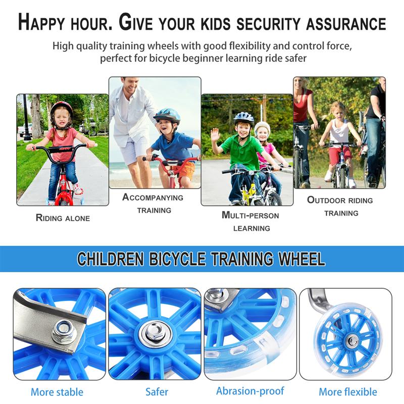 2PCS 4.5in Adjustable Auxiliary Kids Bike Training Wheels Children Bicycle Wheels for Kids