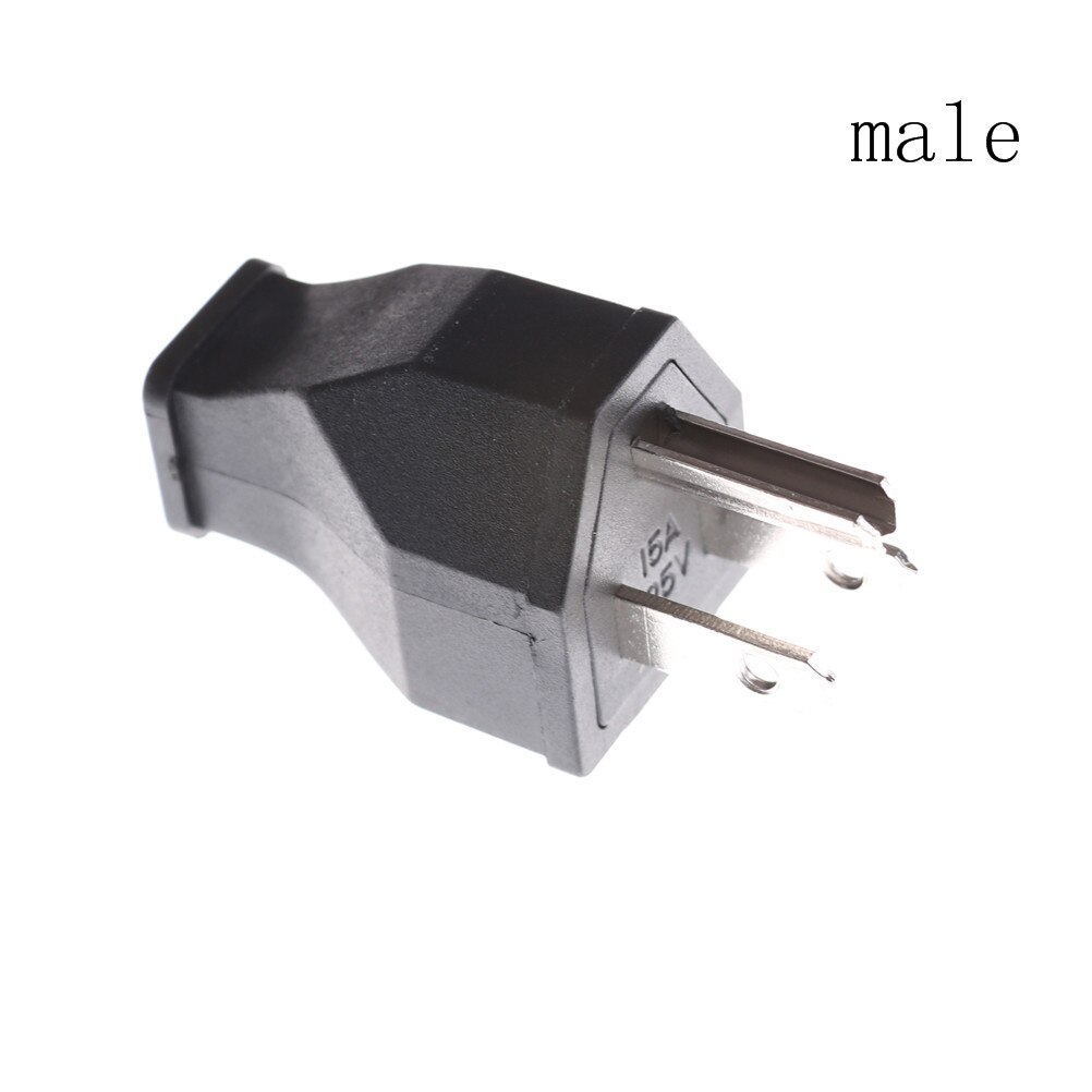 3 Pin AC 125V 15A High Performance Male Female Power Cord Connector US Plug Converter