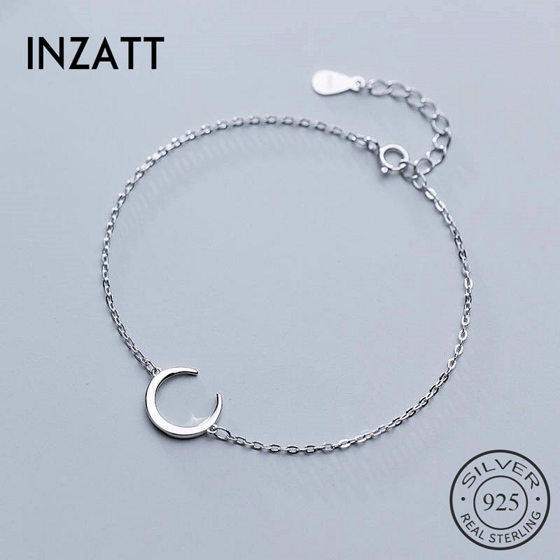 INZATT-Pulsera de plata de ley 925 con de luna, joyería fina minimalista, para mujeres