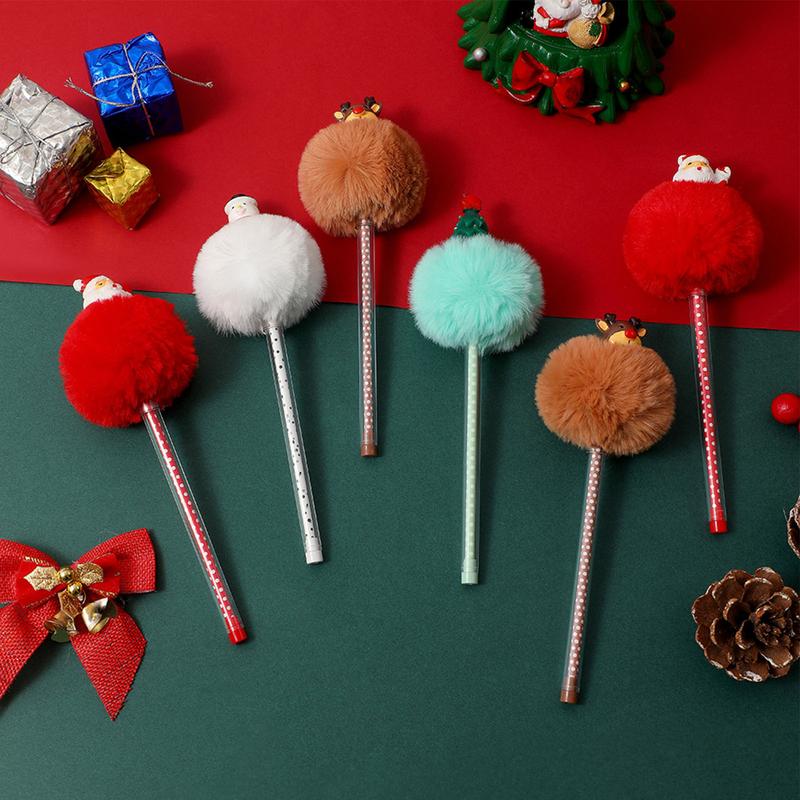 Karikatur Weihnachten flauschigen Kugelschreiber für Studenten Gel schreiben Zubehör Stifte Malerei