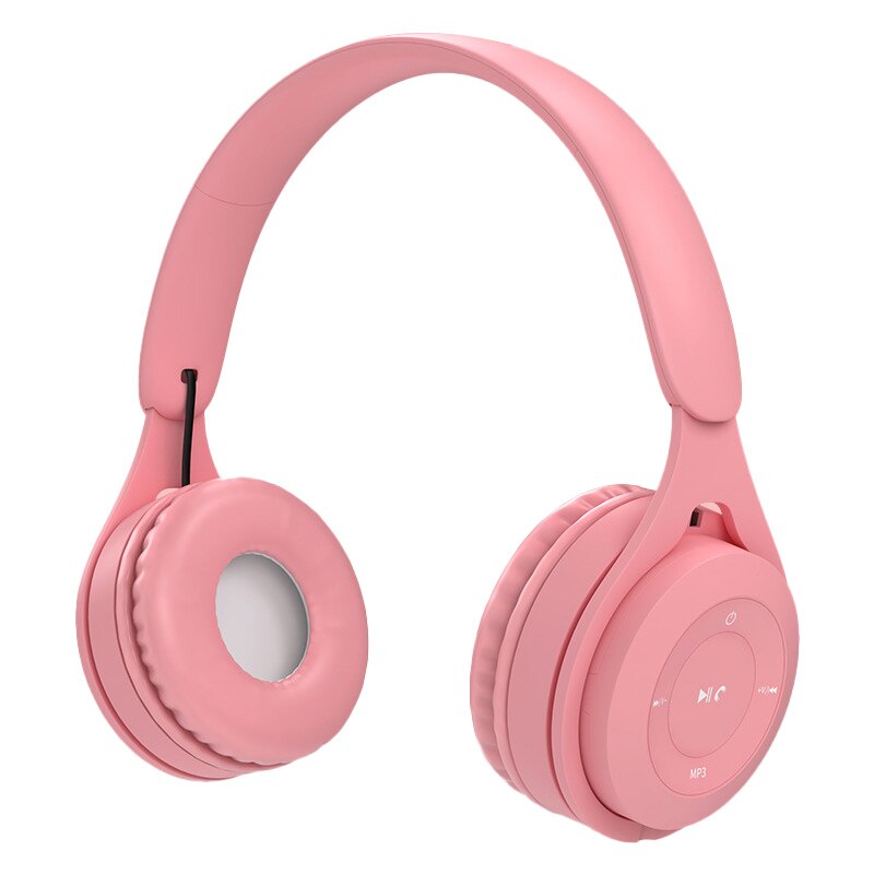 Wireless Bluetooth 5.0 Headphones - Foldable Stereo Over-Ear Headset with Mic & HiFi Sound: Pink