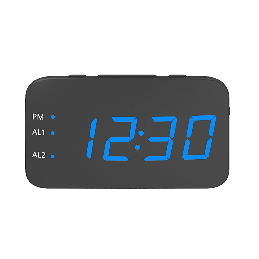 LED Digital Alarm Clock Voice Control Temperature Display Electronic Clock Dual Power Supply Mode for Home Travel: Blue