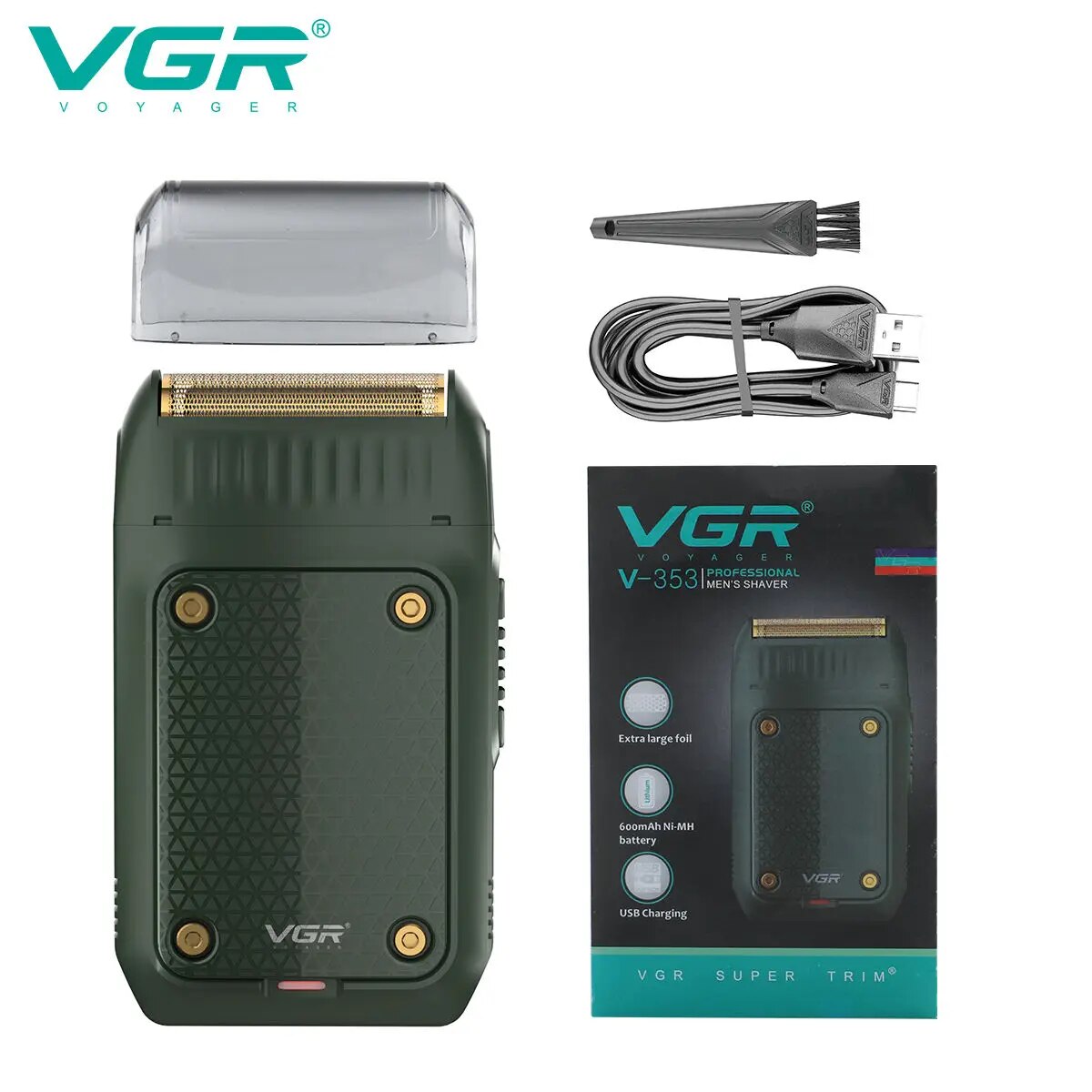 VGR V-353 Shaver Razor Electric Shaving Machine Portable Beard Trimmer Rechargeable Razor Mini Shaver for Men: green
