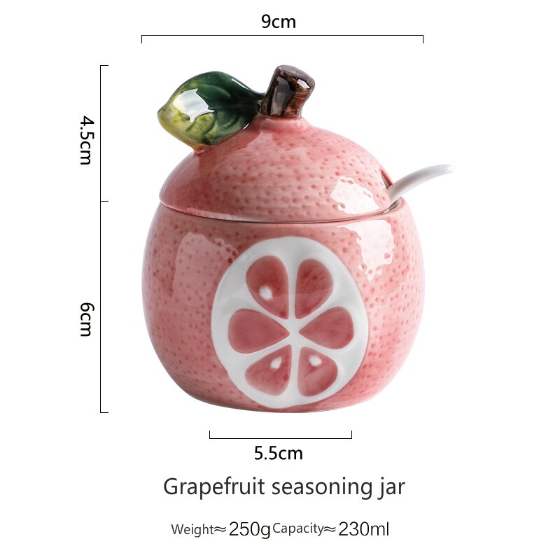 watermelon modeling storage tank ceramic seasoning jar fruit relief incense tank with lid salt tank Sugar Bowl: 04