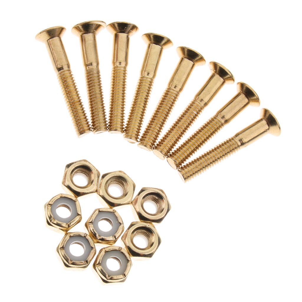 8 Set 1.1”/ 29mm Longboard Skateboard Trucks Screws Nuts Bolts Set Deck Mounting Replacement Hardware