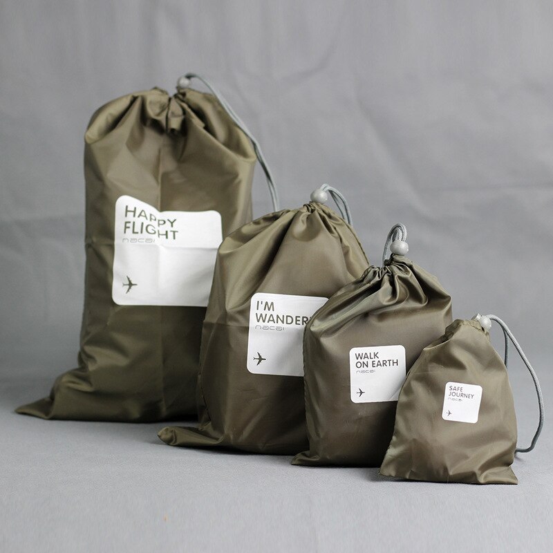 RUPUTIN 4 unids/set, bolsa de viaje con cordón para almacenamiento en seco, bolsa para lavandería, bolsa de maquillaje para cosméticos, ropa interior, organizador, accesorios de viaje: Army green