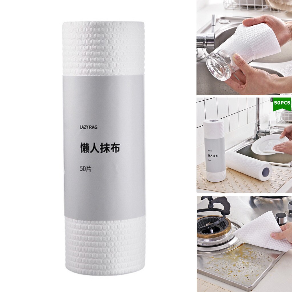 Toallitas desechables de textil no tejido para toallas de papel de cocina húmedas y secas para el hogar, oficina, escuela, toalla de papel, herramienta de limpieza para Cocina
