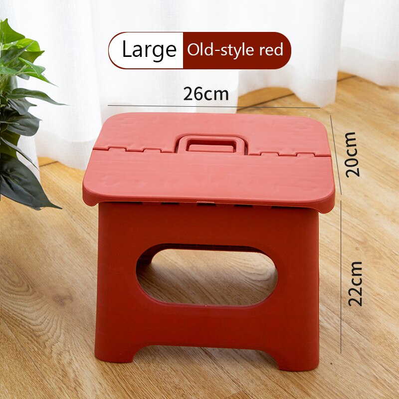 Folding stool home folding chair portable outdoor travel simple kitchen seat home space saving living room furniture strong: Red big
