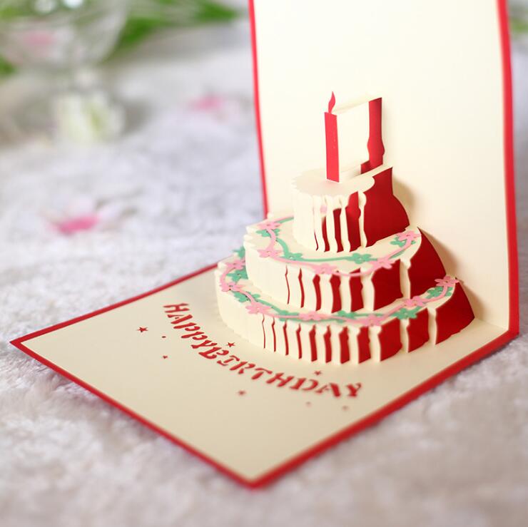Gâteau d'anniversaire Origami en 3D | Carte de vœux, carte d'invitation, carte Pop-Up d'anniversaire, carte Pop-Up d'anniversaire, faite à la main