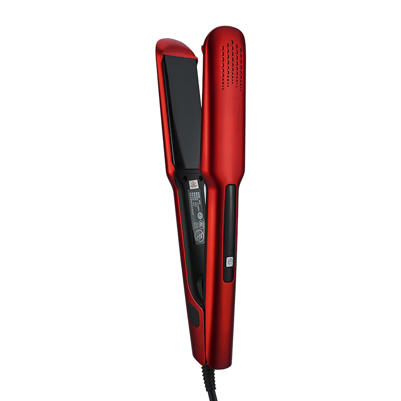 Multifunctional Hair Straightener Ceramic Coated Plate Hair Curler Hair Comb Straighteners Curling Hair Iron F45: RED NO BOX