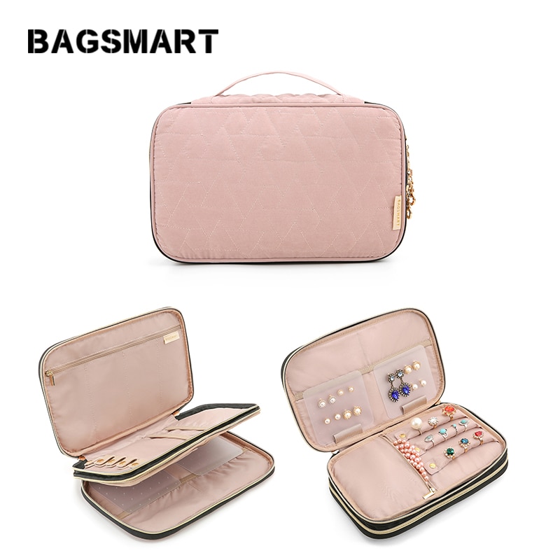 Bagsmart Vrouwen Reistassen Dubbele Laag Sieraden Houder Ketting Armband Oorbel Ring Horloge Bag Sieraden Organizer Cases