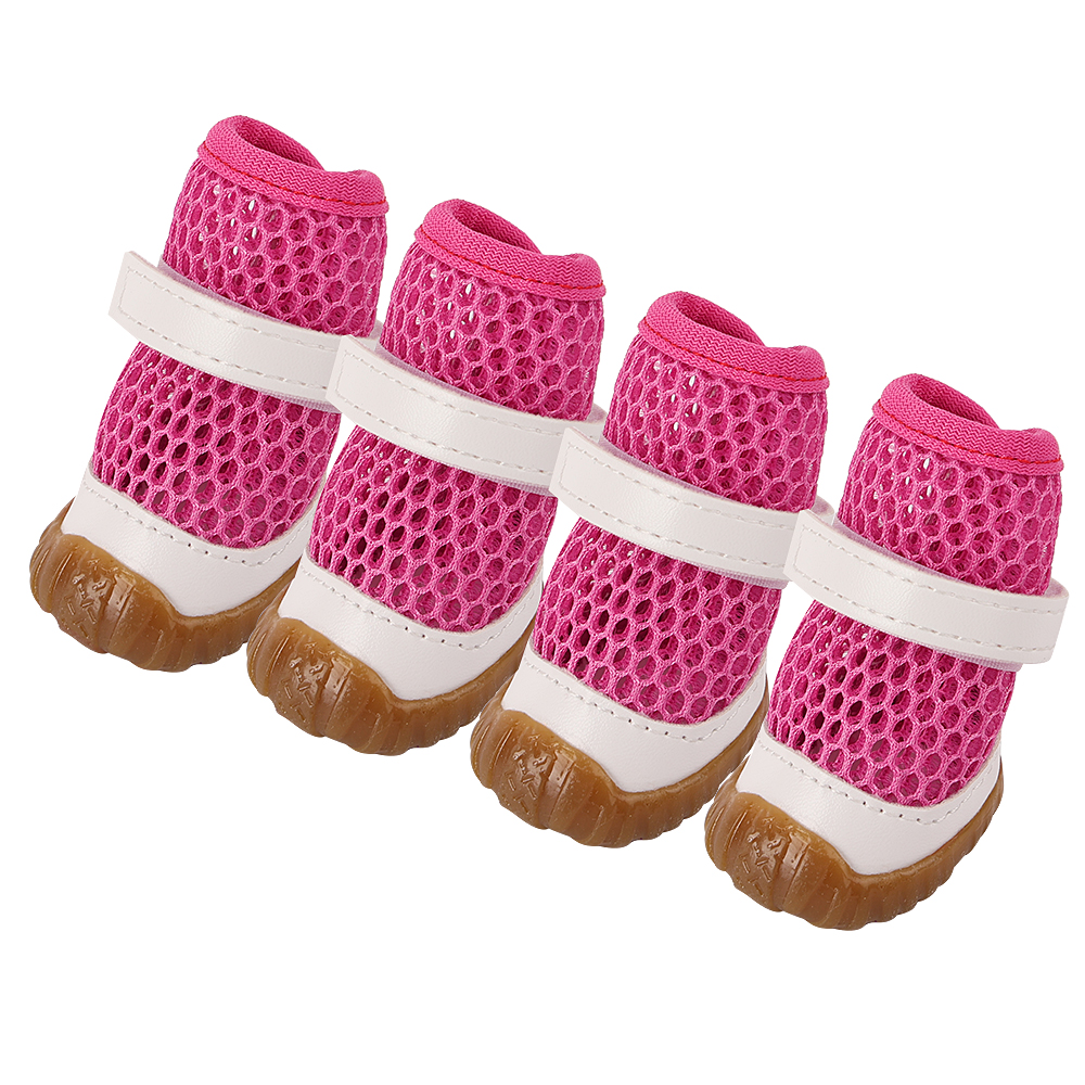 4 stücke Sommer Hundes chuhe Anti-Rutsch-Haustier Welpen Stiefel für kleine Hunde atmungsaktive Katze Chihuahua Schuhe Socken für kleine Hunde Yorkshire: M / Rosa