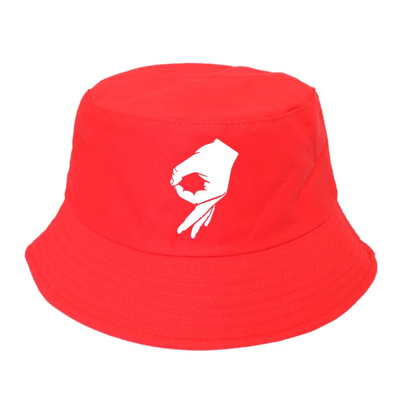 Okej handskylt harajuku pop kvinnor fiskare hatt män sommar platt hip hop keps bokstavstryck hink hatt bob chapeau