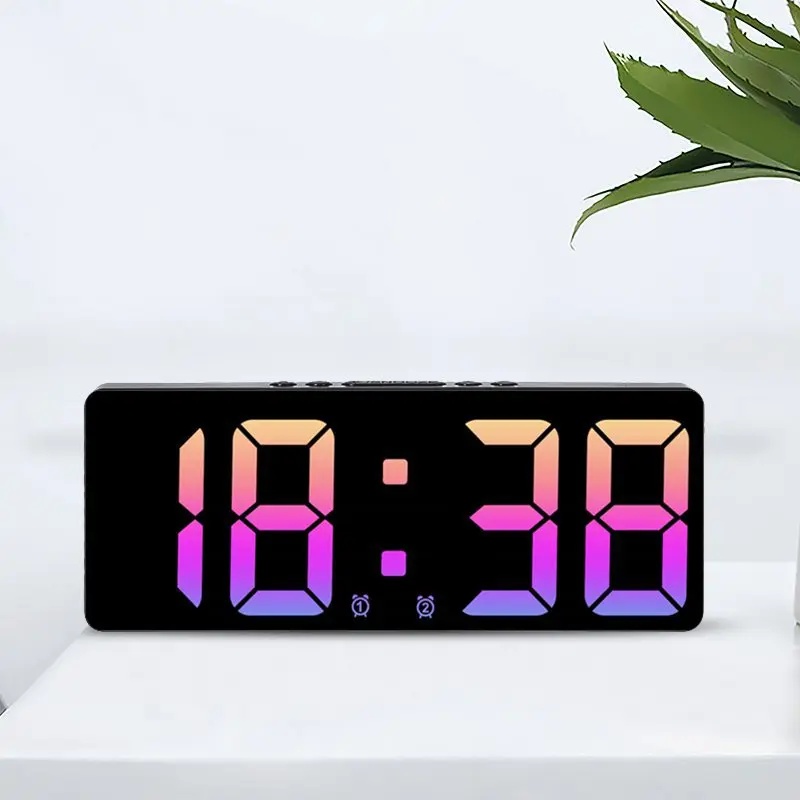 Spraakbesturing Digitale wekker Temperatuur Snooze Nachtmodus Desktop Tafelklok 12/24H Anti-storen Functie LED Klokken Horloge