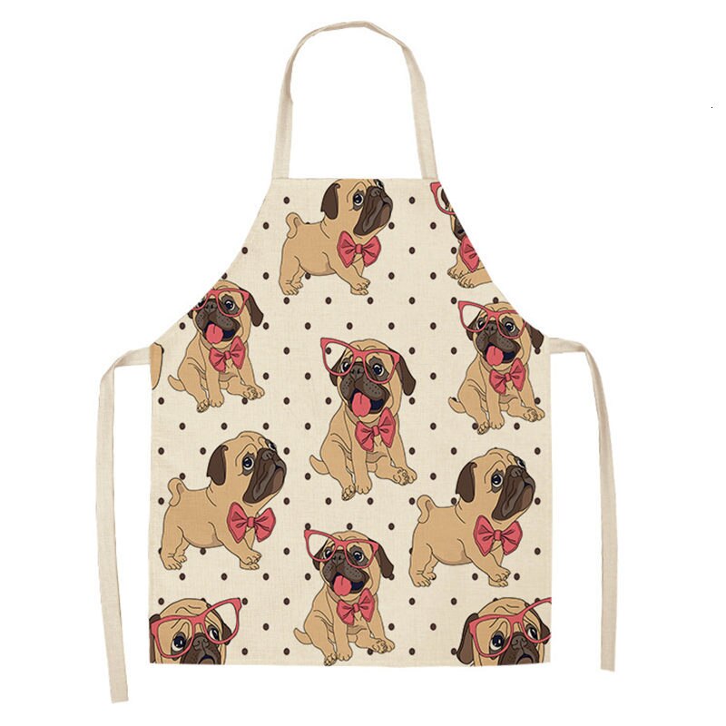 Bulldog Teckel Gedrukt Keuken Schort Voor Vrouw Mouwloos Katoenen Linnen Bib 53*65Cm Thuis Koken Bakken Schoonmaken Tool WQ0037: 2WQ-WQ0037-5